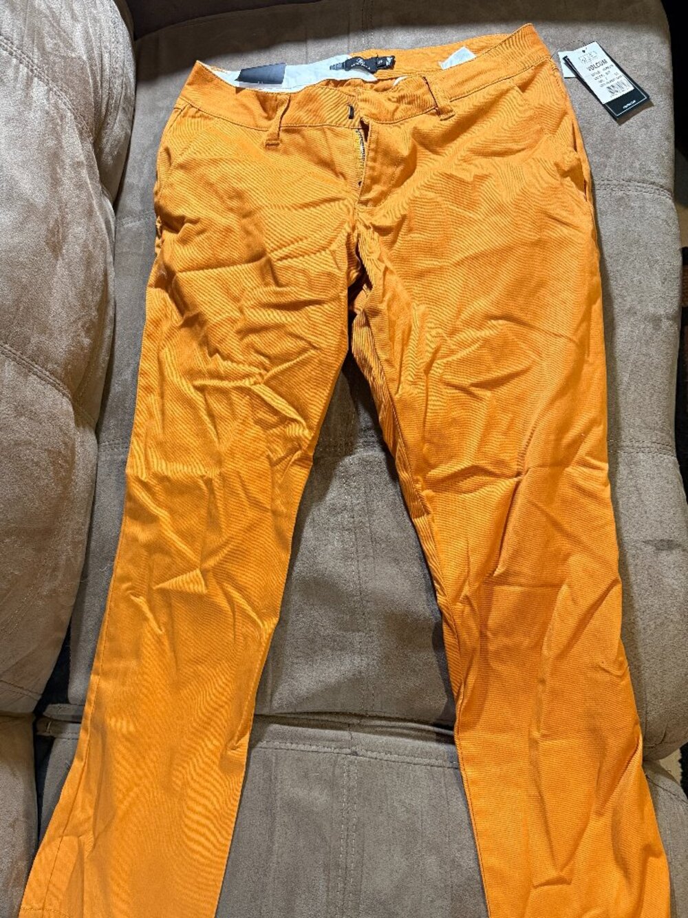 Orange Volcom stone womens chinos